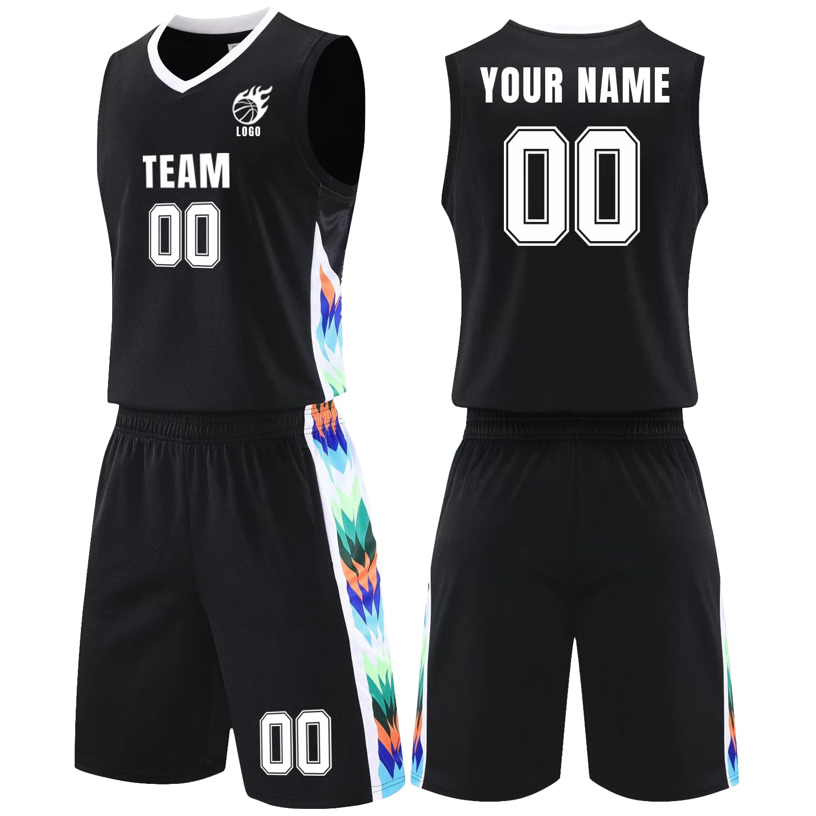 Basketball Trikot Kinder Herren Personalisiert Namen Nummer Team Logo