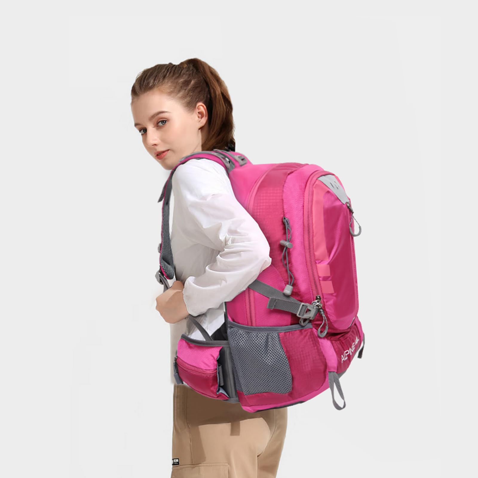 Mochila de senderismo para camping, 40 L, mochila de viaje ligera con cubierta de lluvia para mujeres y hombres