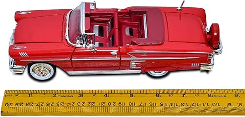 Vista 7 de Motor Max 1:24 W/B American Classics 1958 Chevrolet Impala Convertible Vehículo Diecast para niños unisex, rojo