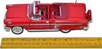 Motor Max 1:24 W/B American Classics 1958 Chevrolet Impala Convertible Diecast Vehicle for unisex-children, Red