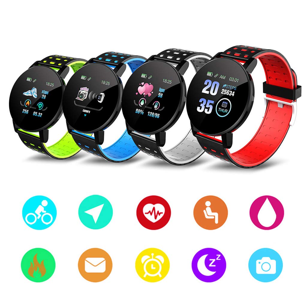 119 Plus wodoodporny inteligentny zegarek świetny do pomiaru tętna - Bluetooth Fitness Tracker opaska na nadgarstek z wodoodpornością IP67 firmy Yyooo