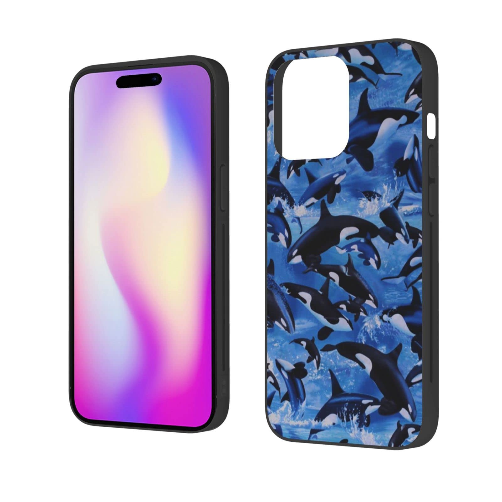 AMRANDOM Fashion Killer Whales Orcas Ocean Sea Animals Case for iPhone 14 Pro Cool Designed for iPhone 14 Pro Case for Women, Girls, Boys