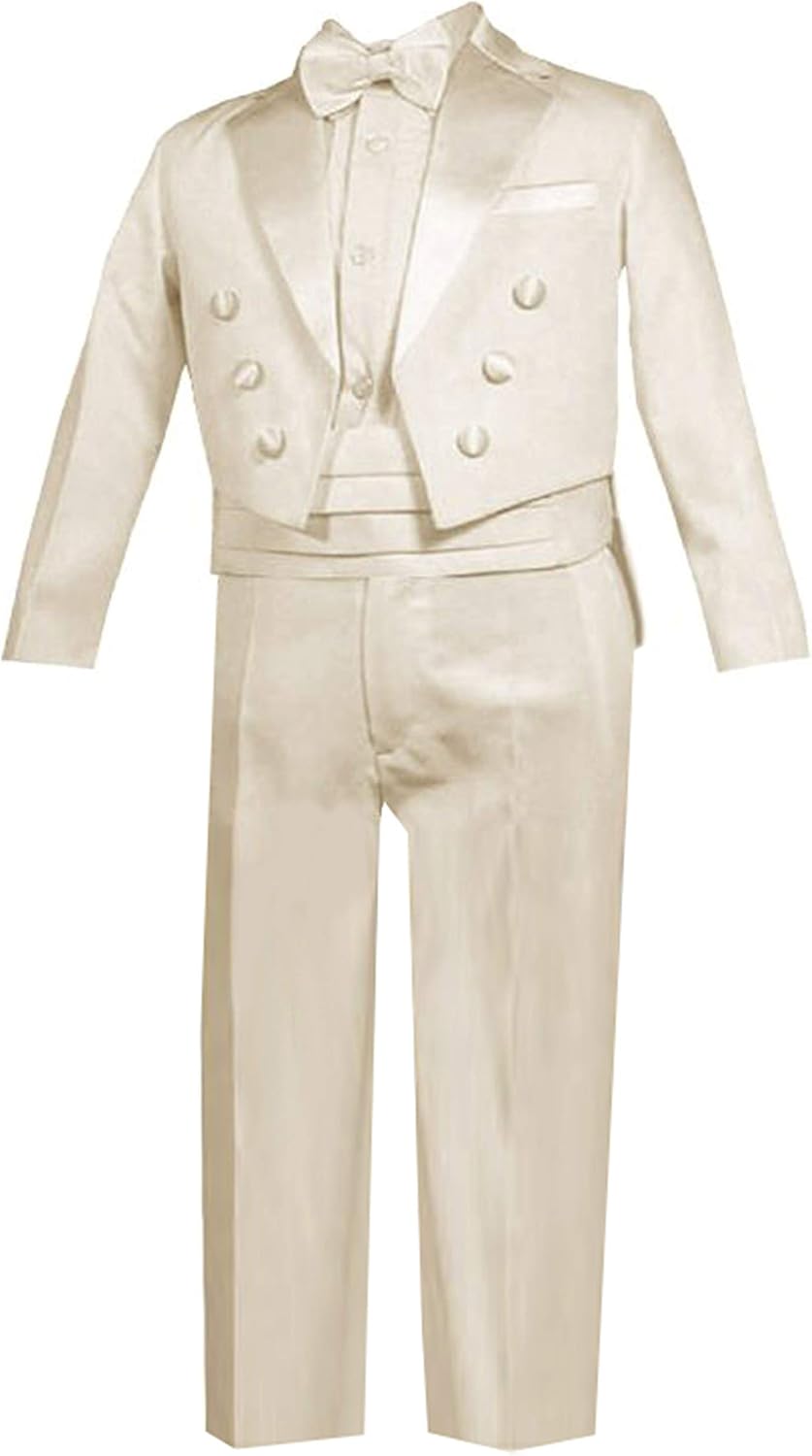 Gino Giovanni Ring Bearer Boys Ivory Tuxedo Tail Set from Baby to Teen