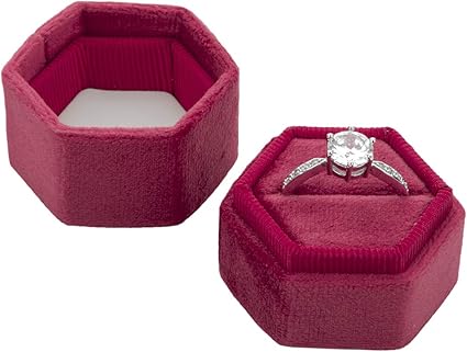 hexagon velvet ring box