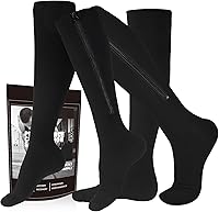 Vista 13 de Calcetines de compresión con cremallera, 2 pares de medias de compresión de punta cerrada de 15-20 mmHg para hombres y mujeres