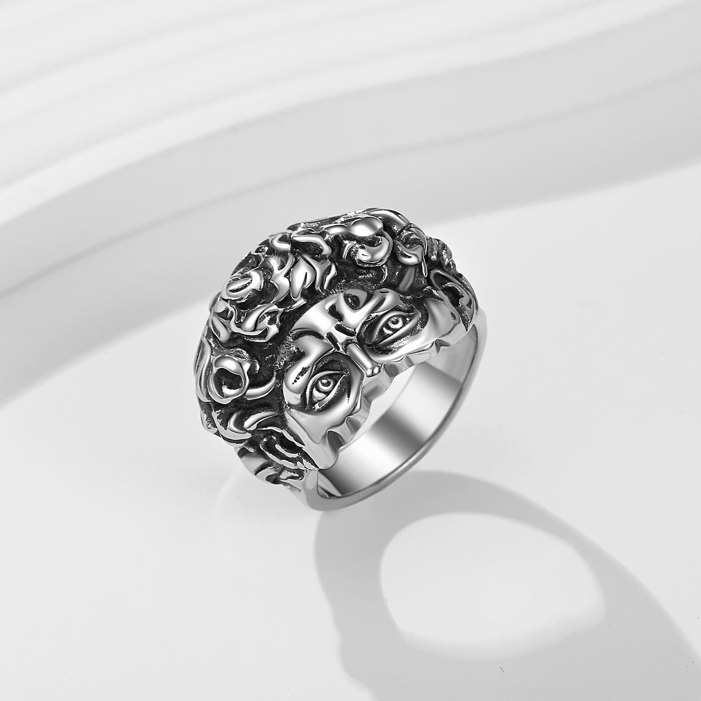 Anillo de David roto para hombre y mujer – Anillo clásico de acero inoxidable David de Stee Michelangelo – Anillo de arte de David con estatua, Metal, Sin piedras preciosas 4