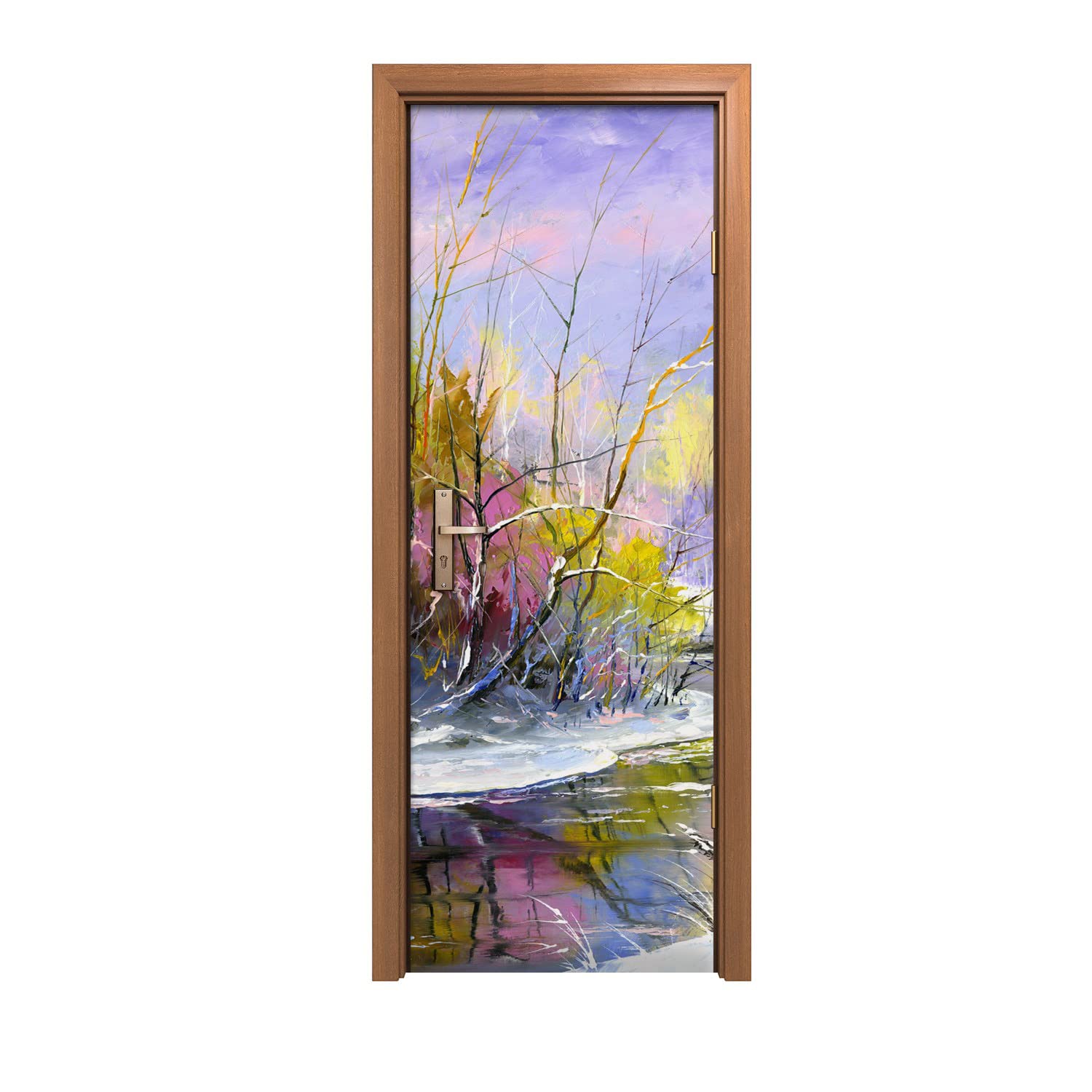 Autocollant de porte motif nature hivernale pour créer un salon cocooning et relaxant