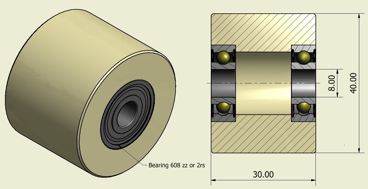 Smart Machines, lot de 4 roues en nylon polyamide de 40 mm avec un diamètre de 30 mm et 8 mm de large, roulement usiné avec précision en Union européenne