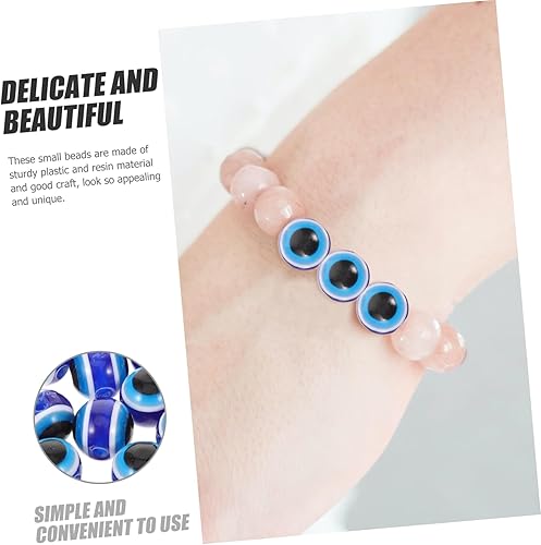 Miniatura 4 de EXCEART 100 cuentas sueltas de ojo de diablo, cuentas espaciadoras de ojo turco turco de resina, cuentas sueltas de bola para manualidades,