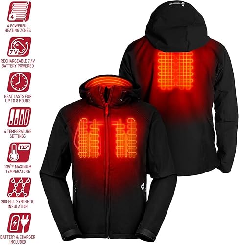 Miniatura 3 de Gerbing Chaqueta térmica Torrid 2.0 Softshell para hombre, ropa térmica con batería de 7 V para deportes de invierno, campamento, caza
