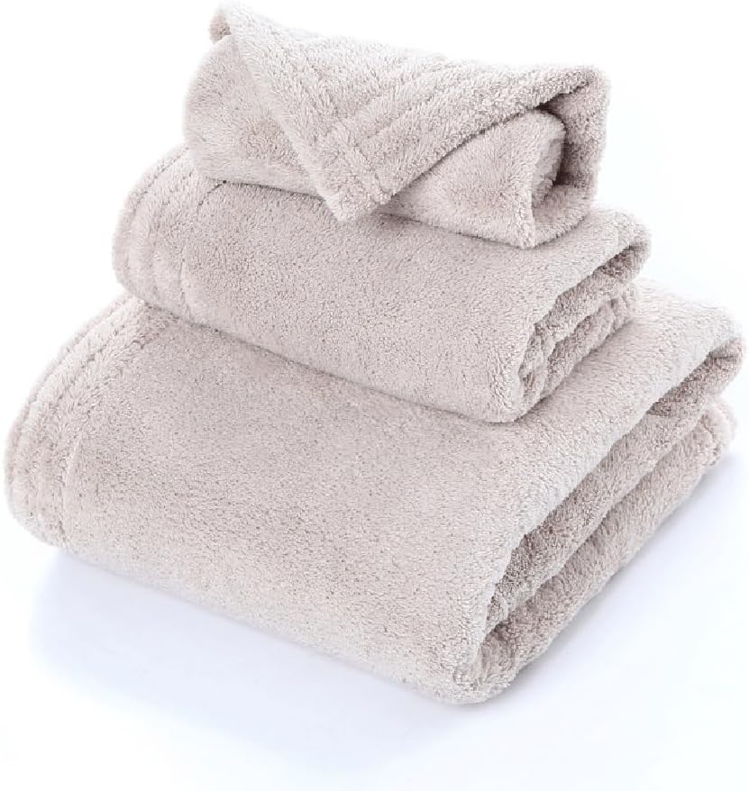 3-Piece Locking Edge Coral Velvet Bath Towel Towel Square Towel