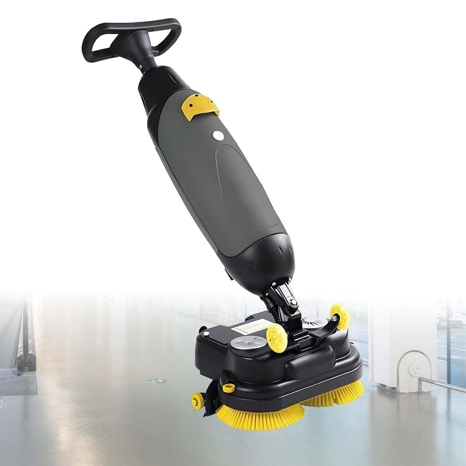 Elektrische Scheuersaugmaschine, 360 U/min, gewerbliche Bodenreinigungs- und Scheuersaugmaschine, 43 cm Reinigungsbreite, Doppeltank für Abwasser und Frischwasser, Doppelrotationsbürste Grey