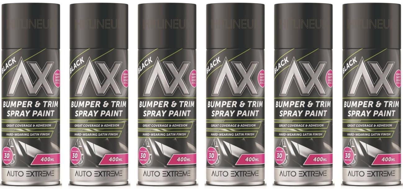 Hitlineuk Black 6 X 400Ml Plastic Bumper & Trim Spray Can Restorer Car Bike Auto Paint