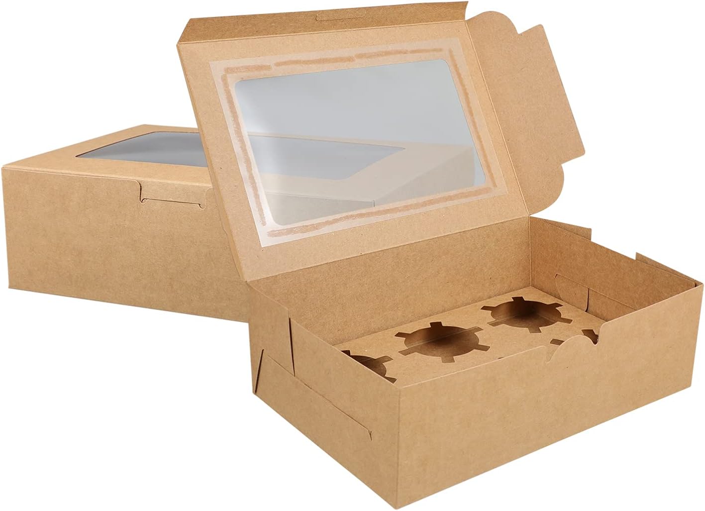 Toyvian 10pcs Kraft Paper Packing Boxes Cupcake Containers