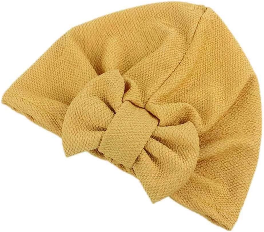 Solid Bonnet Womens Big Bowknot Stretch Hijab Turban Hat Scarf Headwear Cap Wrap Chemo Beanies Bows Hair Accessories(A)