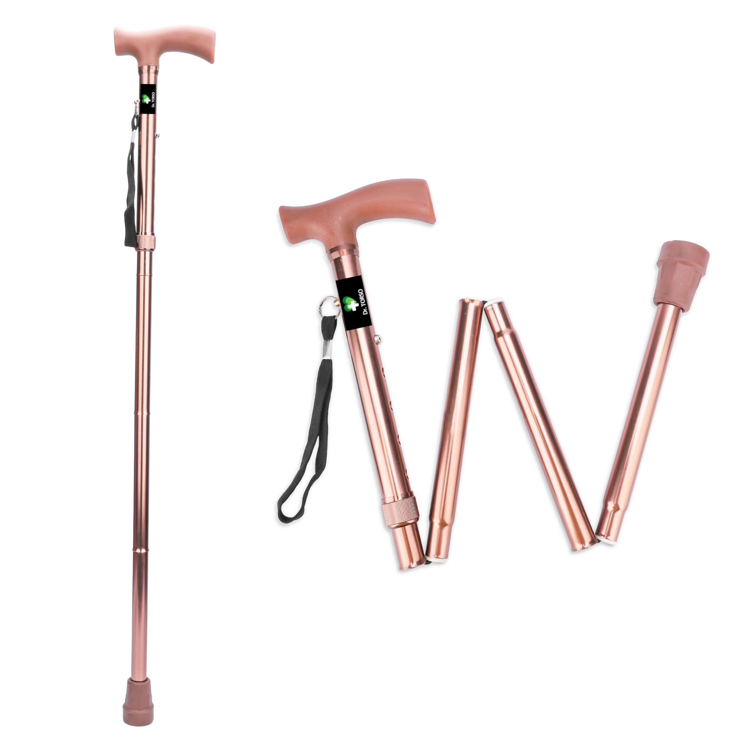 Dr. TORSO Foldable and Height Adjustable Premium Stick for Men/Women/Old Age People Patient Walking Stick/Crutch (Copper) (B0C6HRC4PL) Amazon Price History, Amazon Price Tracker