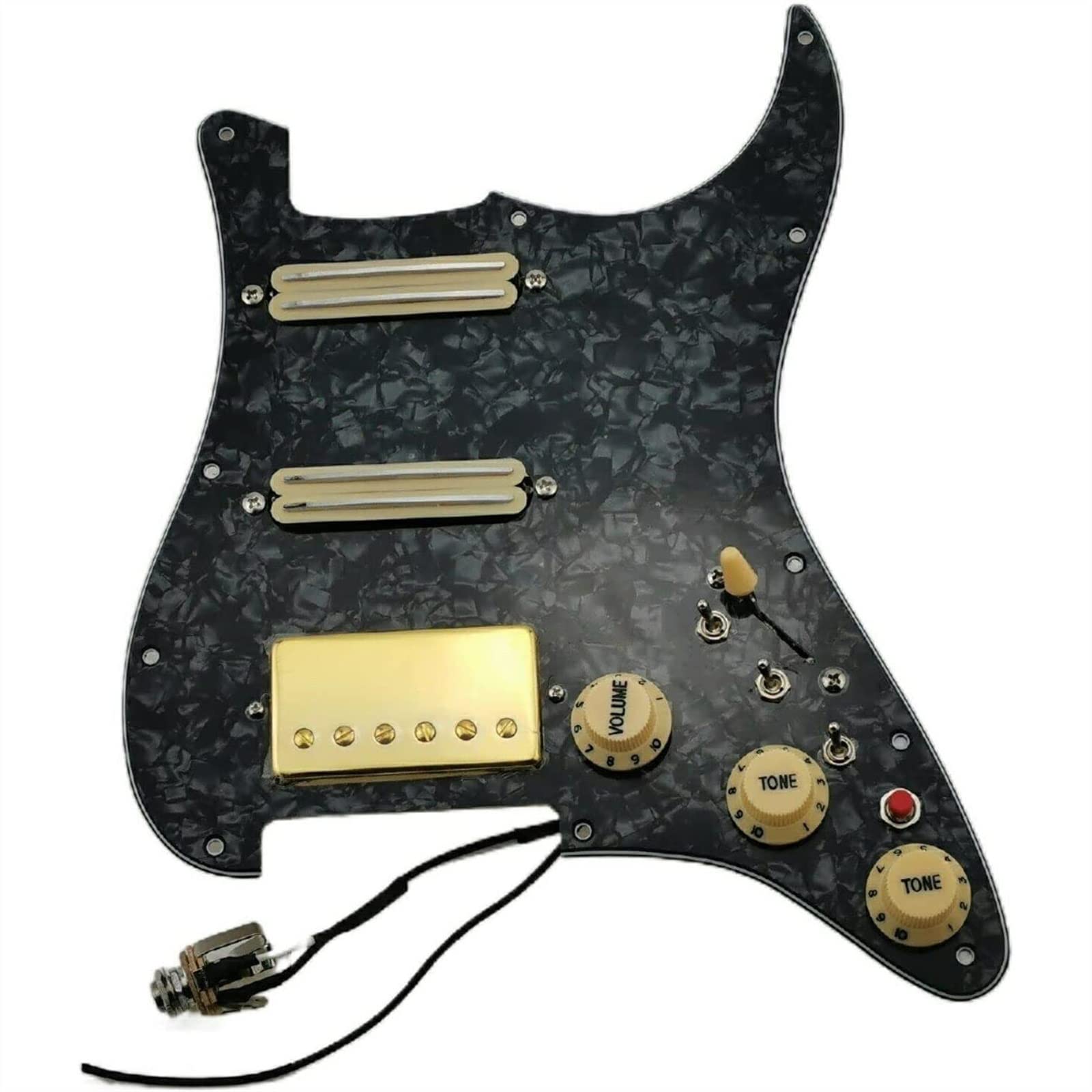SSH Upgrade Prewired Guitar Pickguard Pickups Gold Alnico V Humbucker Pickups Zestaw Wiązek Przewodów Akcesoria gitarowe (Color : 02)