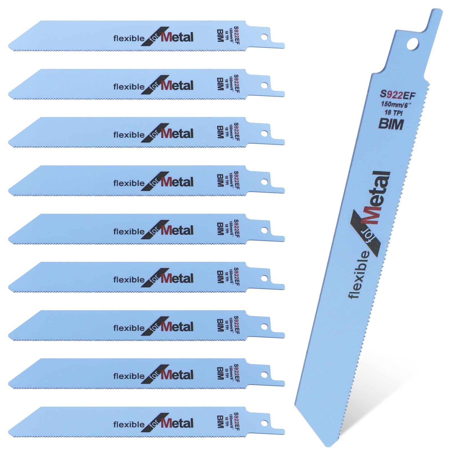 10 hojas de sierra sable de metal, 150 mm, juego de sierra sable, hojas de sierra flexible para accesorios de sierra sable, hojas de sierra sable para madera, plástico, tubos, metal