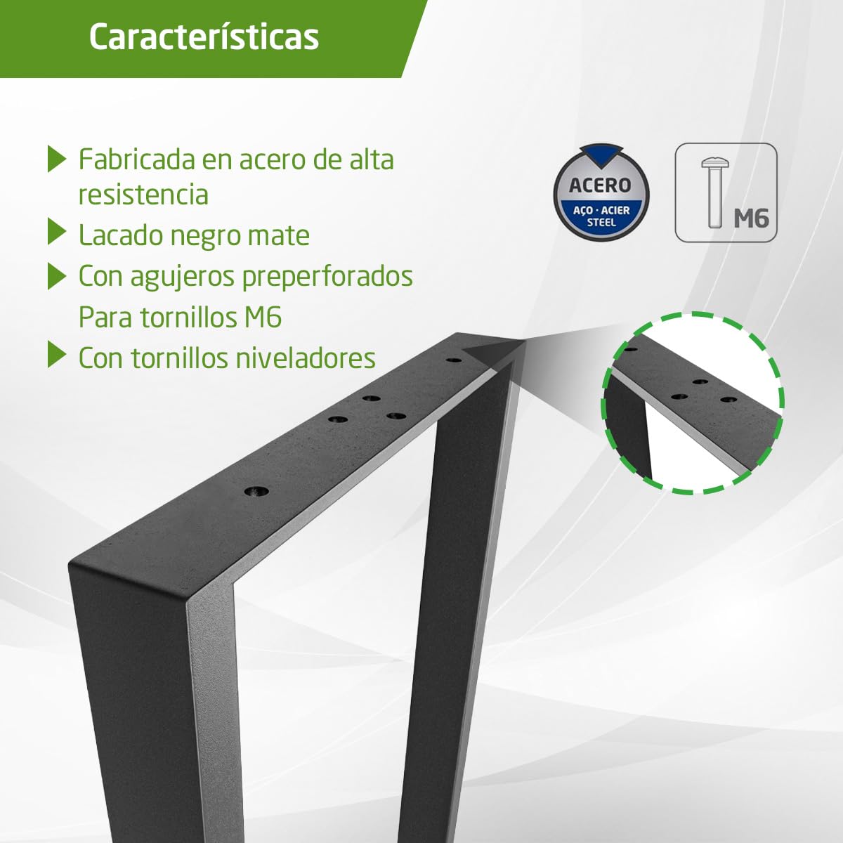 Amig - Juego de 2 Patas para Mesas de Recibidor o Entrada - Set de Patas para Mesa de Estilo Industrial - Material: Acero - 800 x 300 x 40 mm - Resistencia y Durabilidad - Acabado en Negro Mate