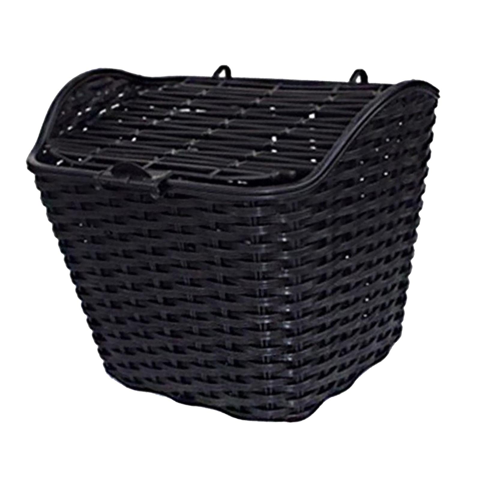 Perfeclan 1 Bike Basket with Lid, Weatherproof Plastic Cycle Basket, Mesh Design for Protected Transport, 34x24x25cm, Black