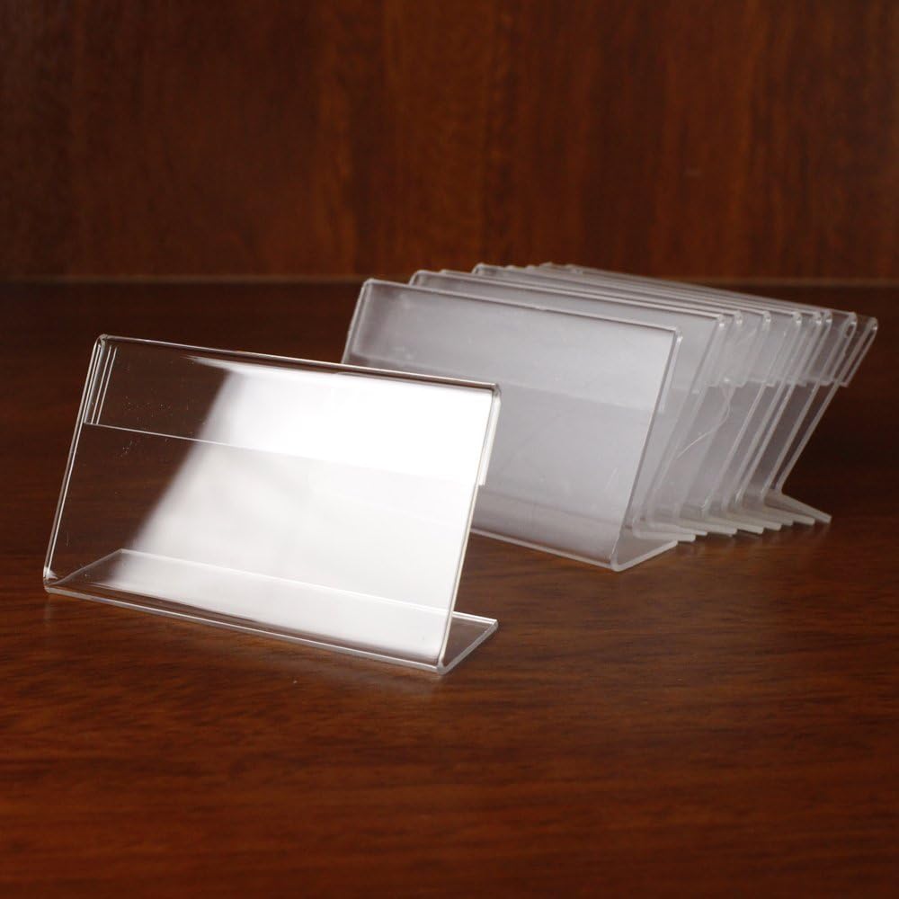 Earlywish 50pcs Sign Display Holder Price Desktop Name Business Card Information Tag Label Counter Top Stand Case 6cm x 4cm