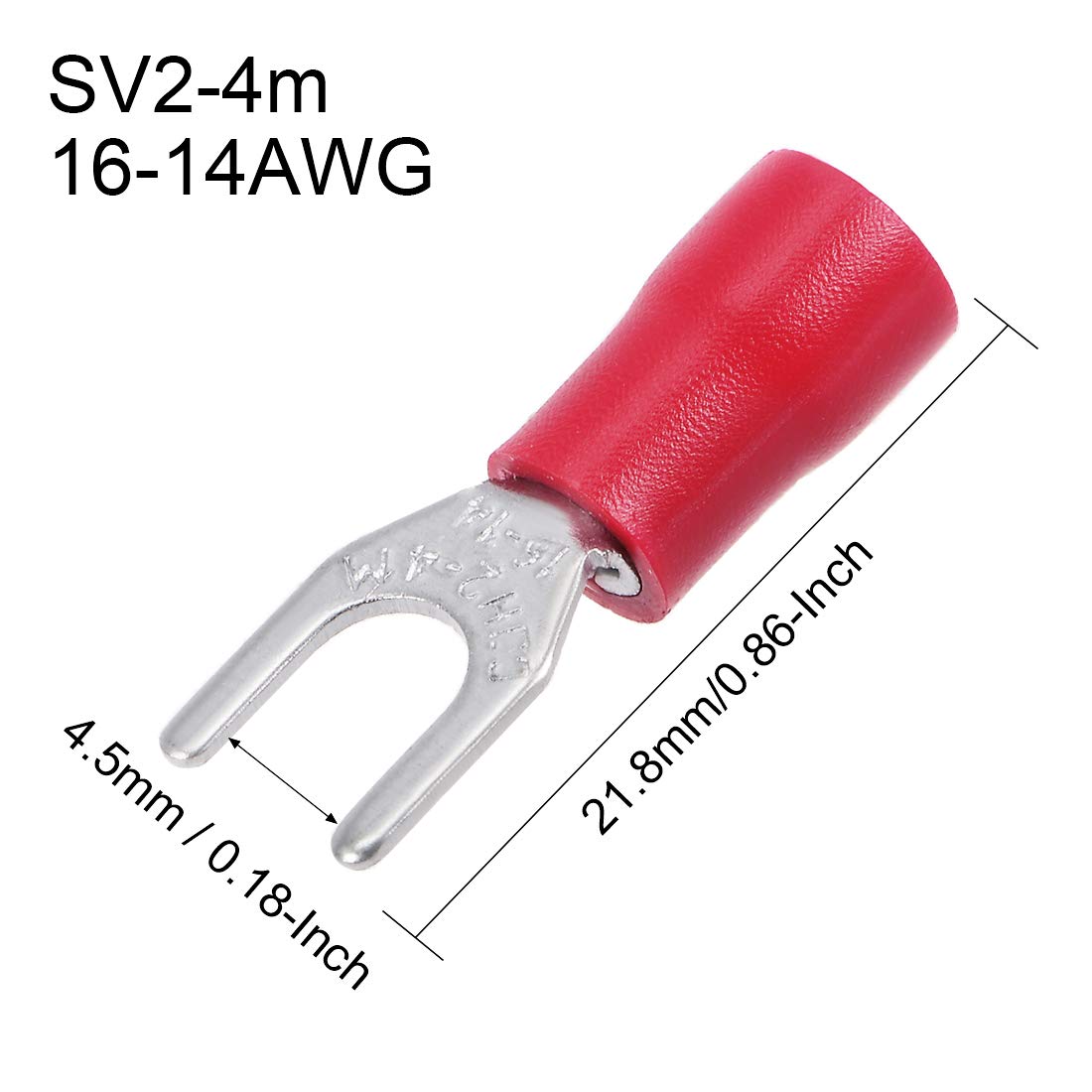uxcell 200Pcs SV2-4M Insulated Fork Spade U-Type Wire