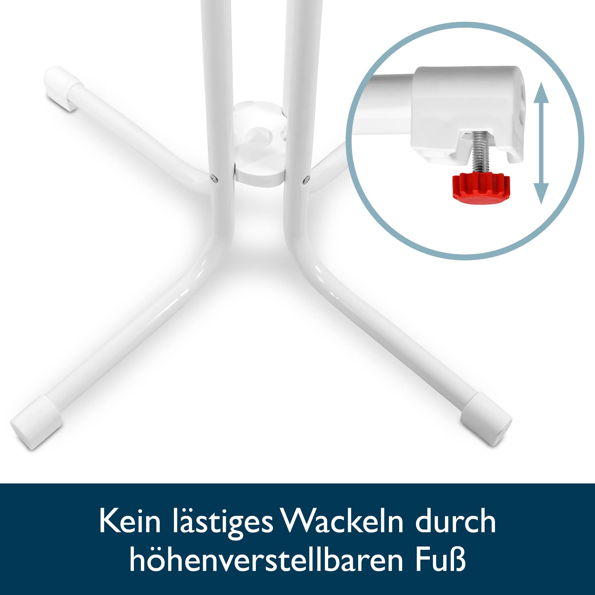 Beautissu Stehtisch Klappbar 80 cm Sylt – Stehtisch Outdoor Höhenverstellbar Hitze- & Wetterbeständig leichte Montage TÜV – Klapptisch Partytisch Kratzfest Bartisch Bistrotisch Outdoor Rund Weiß