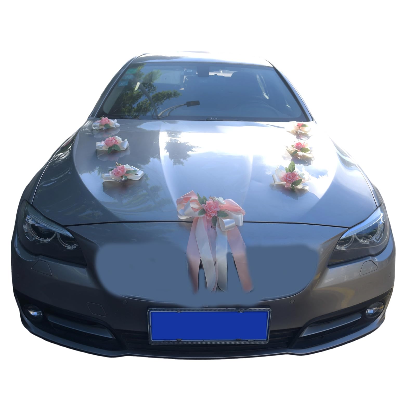 Nucelit Premium Bridal Car Floral Arrangement Set with Detachable Polyester Flowers for Wedding Parties Decors Luxurious Wedding Car Decorations