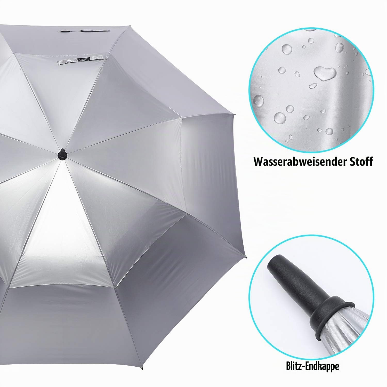 G4Free 47/54/62/68/72/80 Inch UV-Schutz Winddicht Sonnen- und Regenschirm Golfschirm Autorisches Öffnen Doppelbaldachin Belüftet Übergröße für Herren und Damen