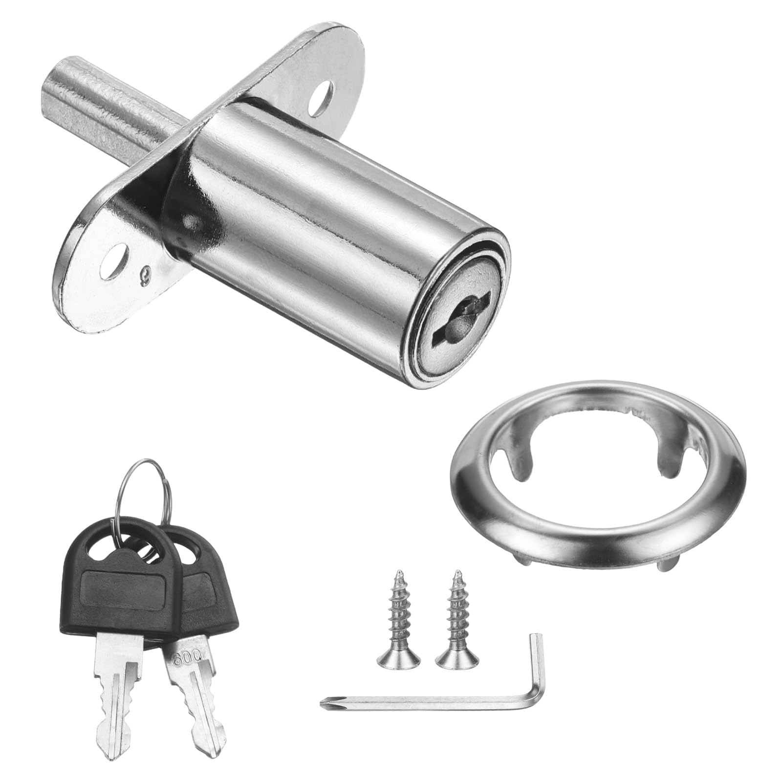 PATIKIL Drawer Desk Push Plunger Lock, 1-1/4" Cylinder Diameter 2-1/16" Cylinder Length Zinc Alloy Sliding Cabinet Locks with Cross Screwdriver Keyed Alike for Wardrobe Drawers