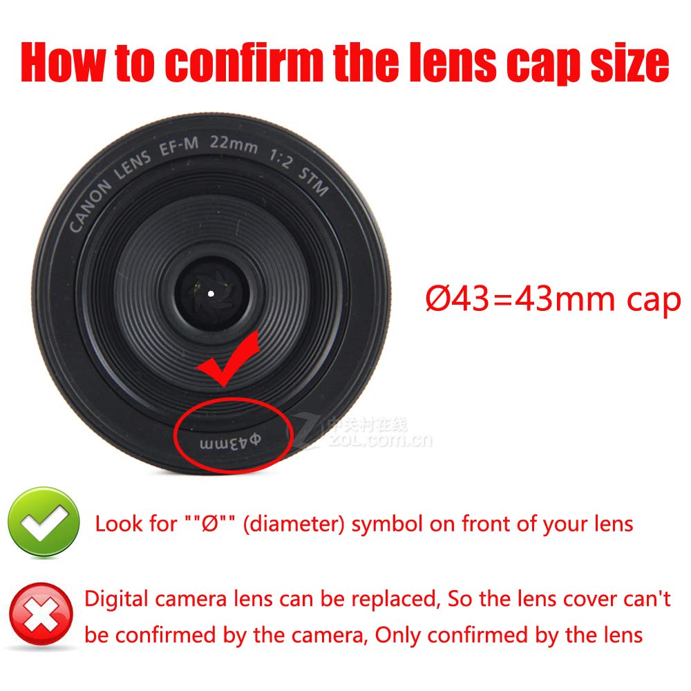 43mm Lens Cap Compatible for Canon EF-M 22mm f/2, 32mm f/1.4, Compatible for Fujinon XF 35mm f/2, XF 23mm f/2 2-Pack - Image 3