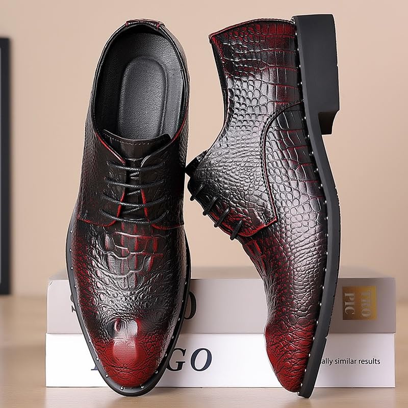 Modern Leather Business Casual Scale Pattern Formal Shoes Lace Up Oxford Shoes2
