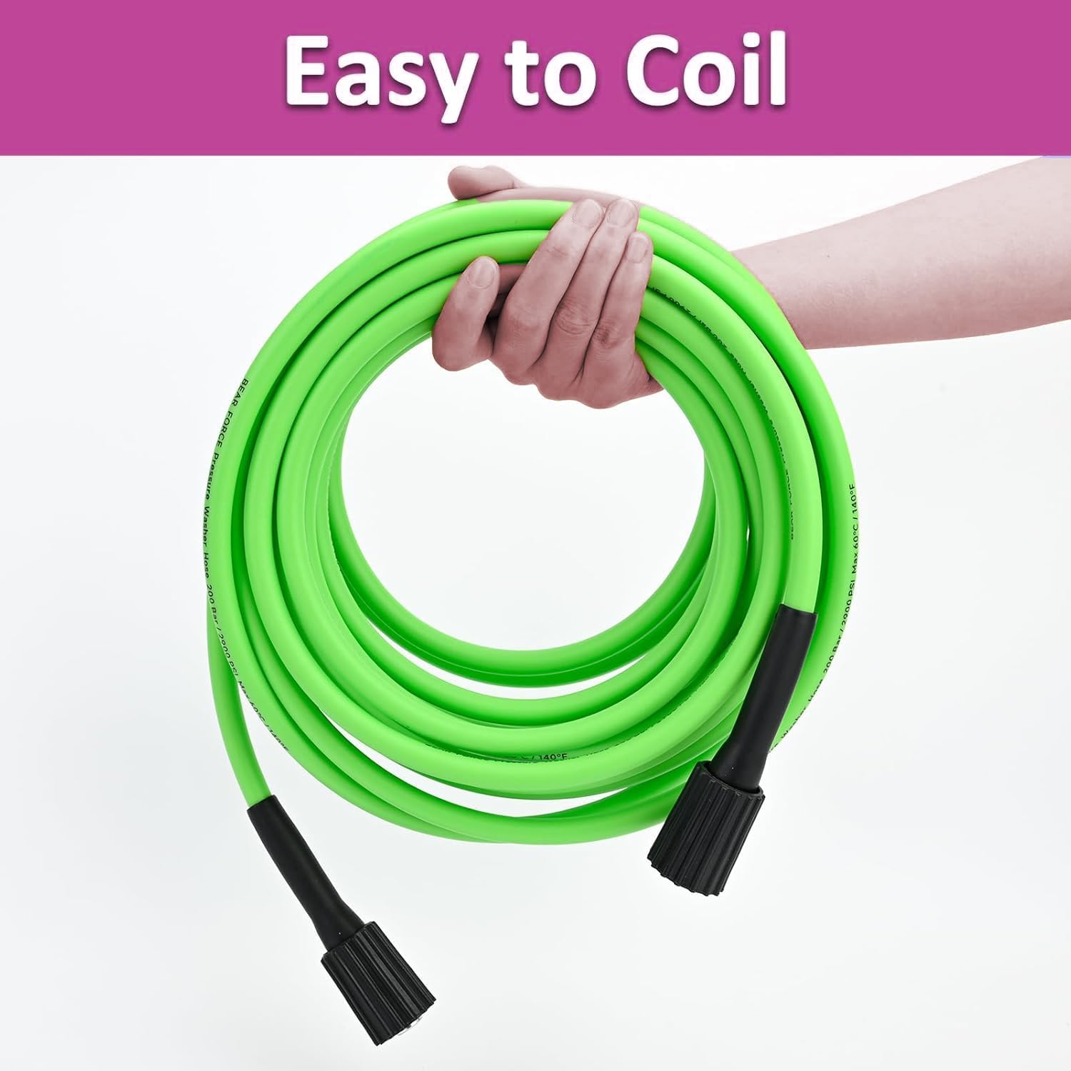 3200 PSI Super Flexible Kink Resistant Replacement Hose for Karcher K2 K3 K4 K5 K6 K7 Pressure Washer with Click Quick Connector (M22-14&15,26FT)