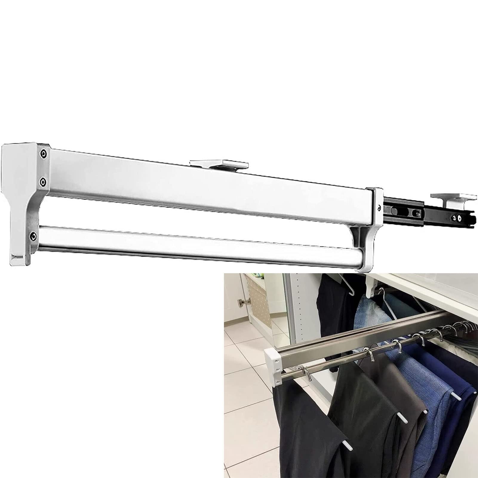 Riel de valet de armario de servicio pesado y estante extensible para pantalones LWX