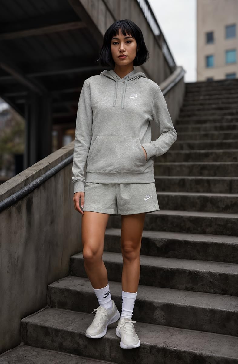 Nike Women's Sportswear Club Fleece Pullover Hoodie, Black/White