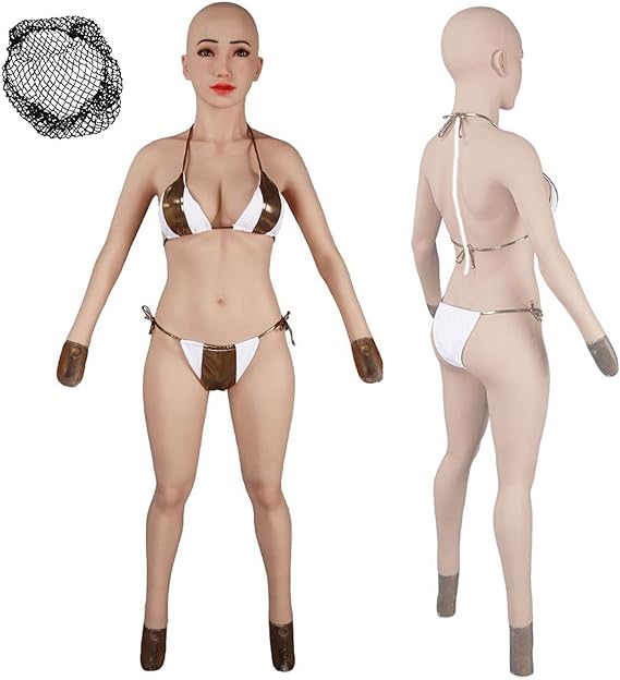 Amazon.co.jp: [NP] 女装 シリコンスーツ フィメールマスク+ シリコンバストEカップ+女装パンツ、  女装仮面コスプレ女体化スーツ・袖有り・脚九分丈、ジッパー付き : ホビー