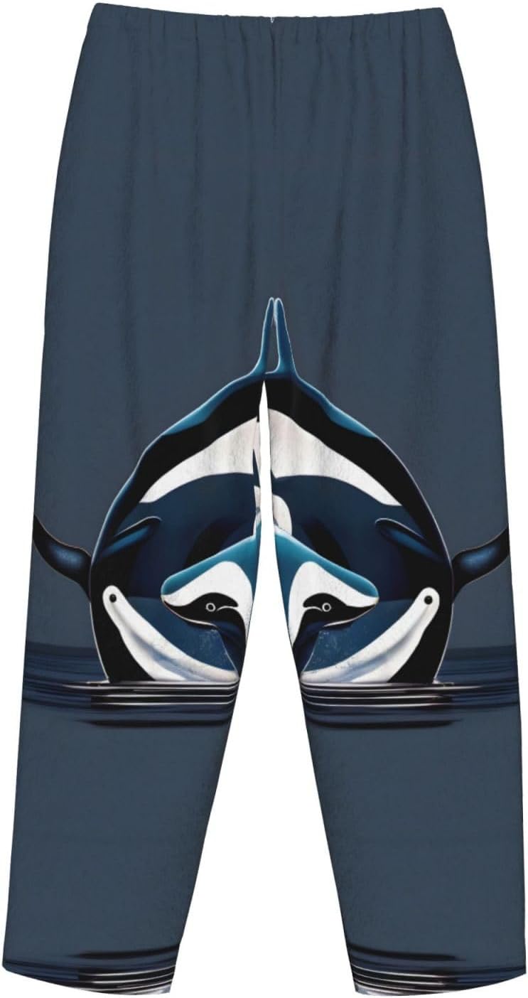 Orca Killer Whale Print Cozy Christmas Pajama Pants,Flannel Pajama Bottoms,Cater To Various Body Types