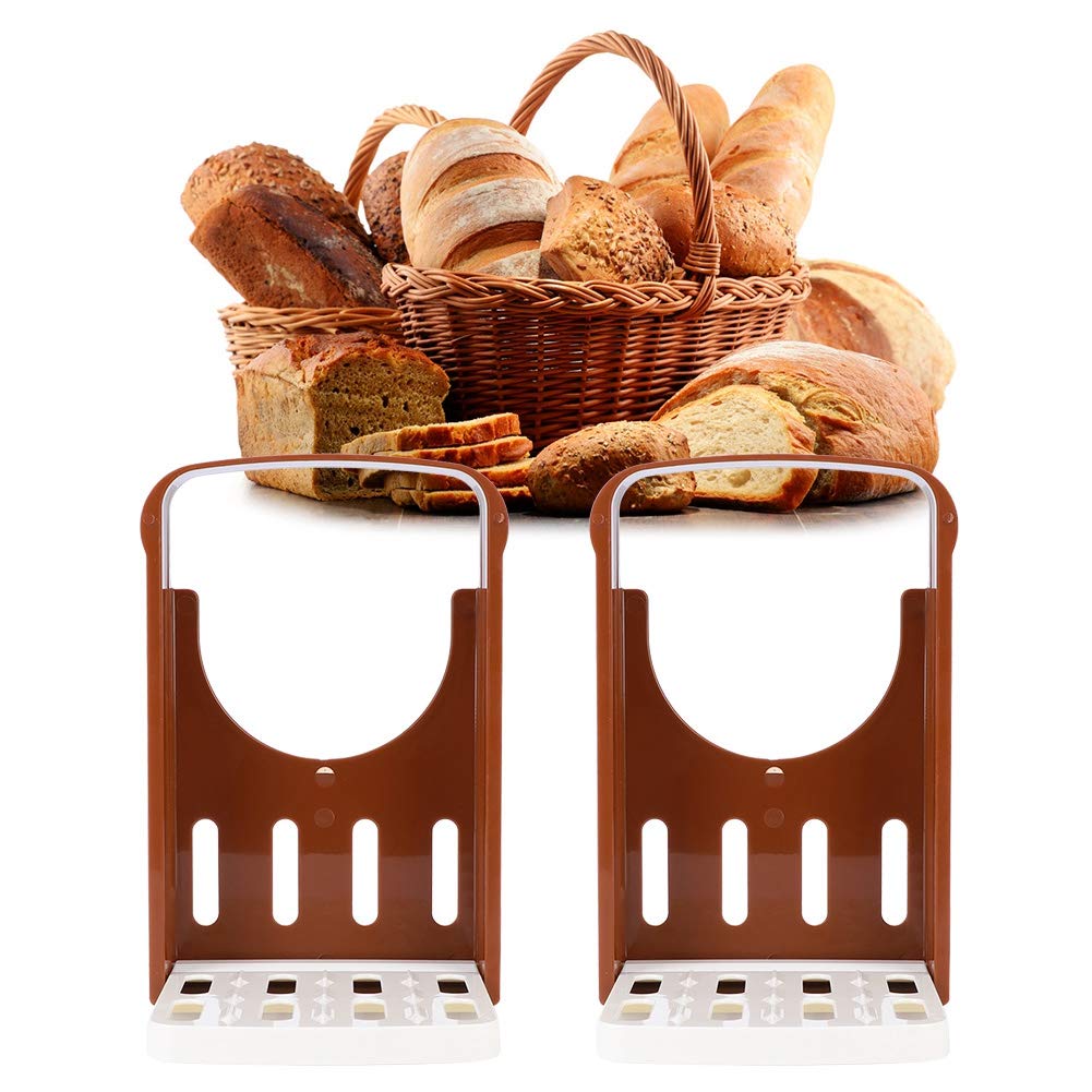 Adjustable Bread Loaf Cutter, Bagel Slicing Guides Kitchen Baking Tool, Made of Food Grade ABS Material with Antislip Design