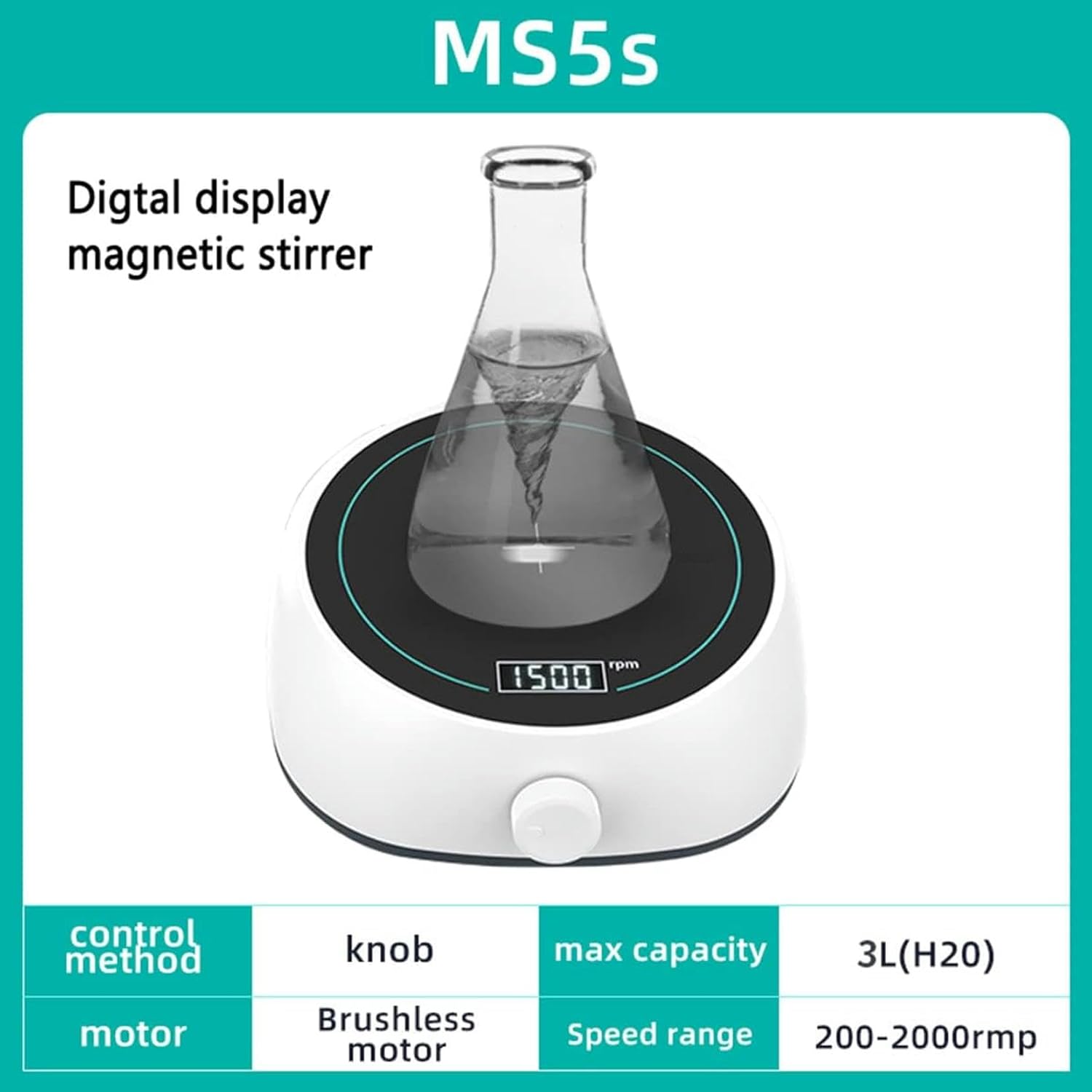 FLTRGO Magnetic Agitator with Digital Screen, Magnetic Mixer for Laboratory Equipment with 2000 RPM Liquid Stirring Bar.