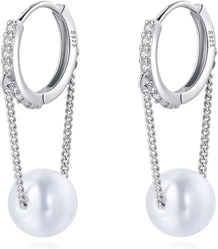 SLUYNZ Aretes de aro pequeños colgantes de plata de ley con forma de mariposa para mujeres, adolescentes, aretes de aro con mariposa CZ