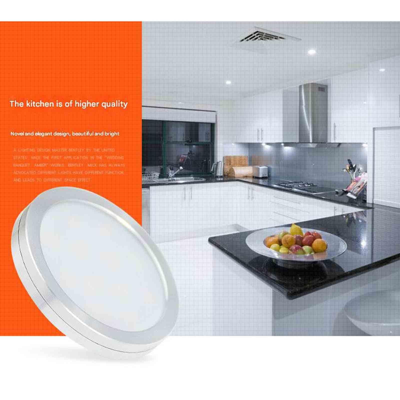 Kompaktowy okrągły zestaw lamp LED z transformatorem, mocowanie ścienne/samoprzylepne, do szafy, szafki kuchennej/półki, bardzo cienkie i energooszczędne (białe, 15 W (12 V))