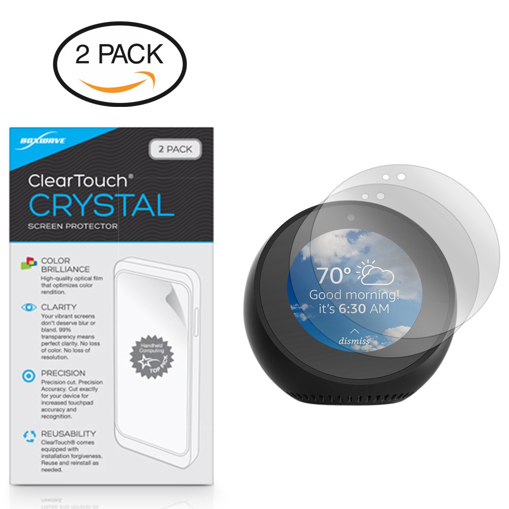 BoxWave Screen Protector Compatible with Amazon Echo Spot (1st Gen 2017) - ClearTouch Crystal (2-Pack), HD Film Skin - Shields from Scratches