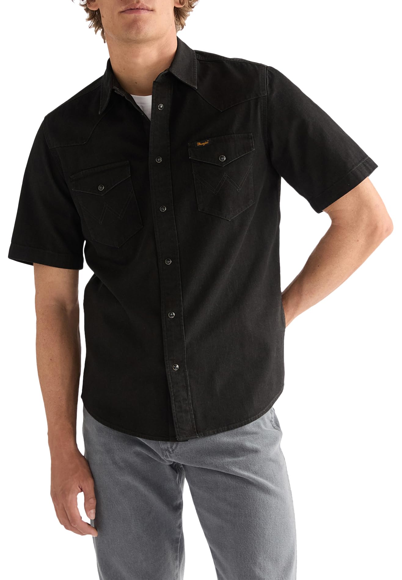 Wrangler SS Western Shirt T-Shirt, Rinse Black, XXL Men