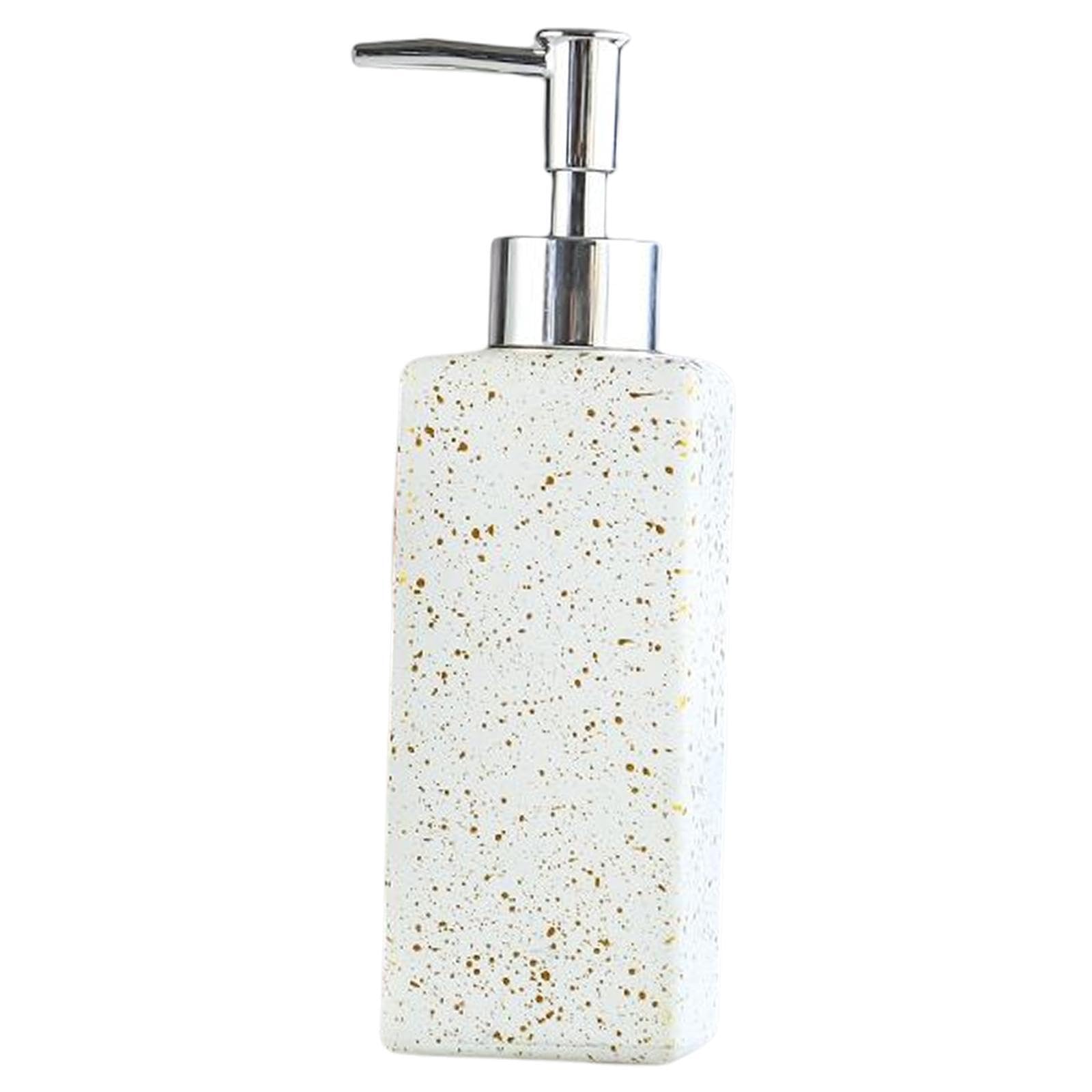 PIXZCSA Innovative Bathroom Accessories Marble Pattern Soap Dispenser 350ml Ceramic Liquid Pump Bottle Shower Gel And Lotion Marble Pattern Lotion Bottle, White Printed Dotted, 5.7x5.7x19.6cm