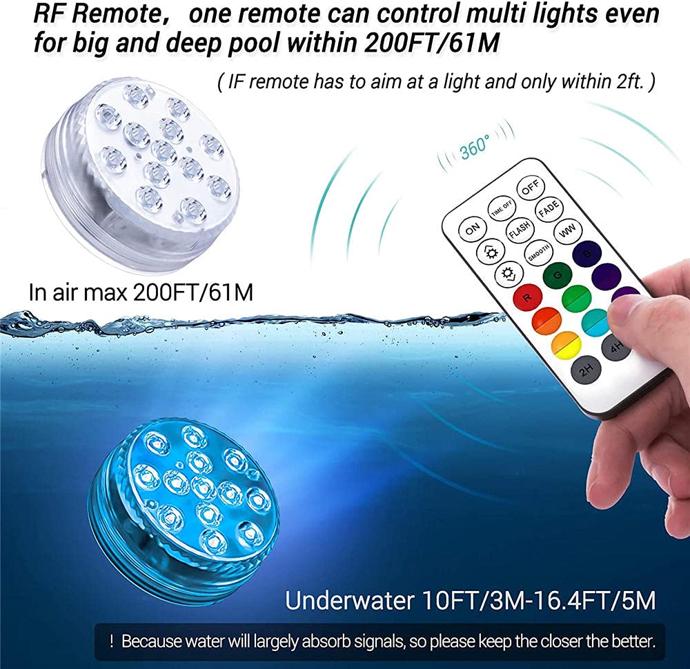 13 LED RGB Sommible Light with Magnete e ventosa Piscina luce sott'acqua acquario stagno notte luce notturna-2 controller lampada 2