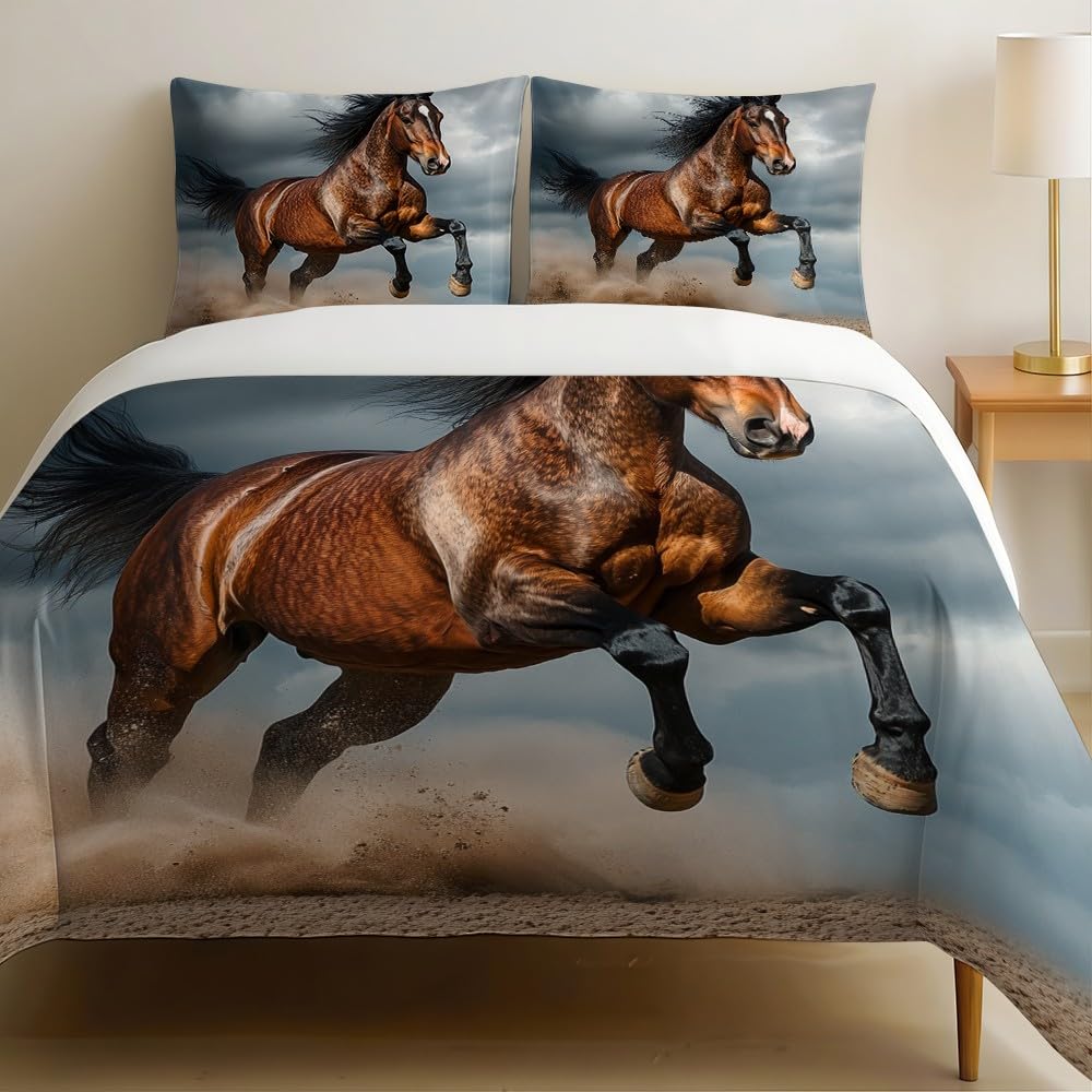 Housse de couette cheval 200x200 pour une chambre enfant évasion