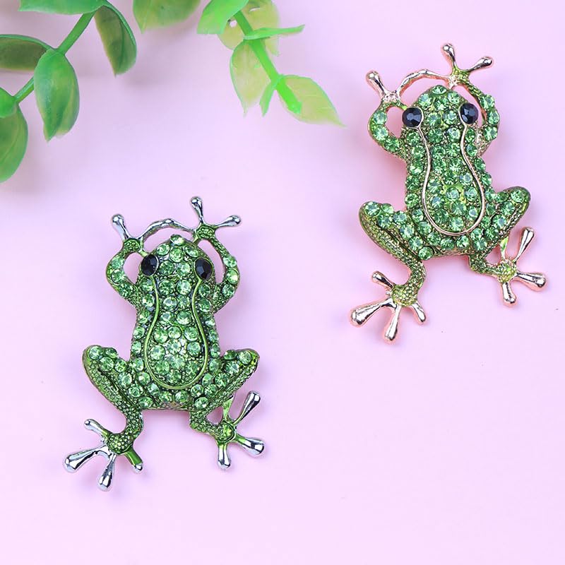 2Pcs Creative Cute Frog Brooch Pin Cartoon Three-dimensional Alloy Versatile Chest Decoration4