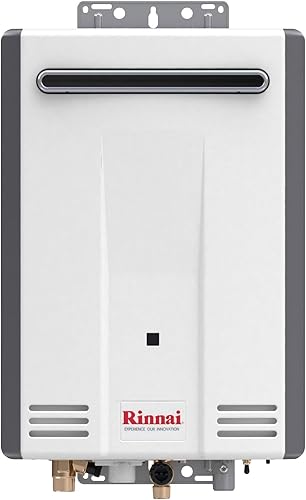 Rinnai V53DeP - Calentador de agua a gas natural sin tanque, hasta 5.3 GPM, instalación en exteriores