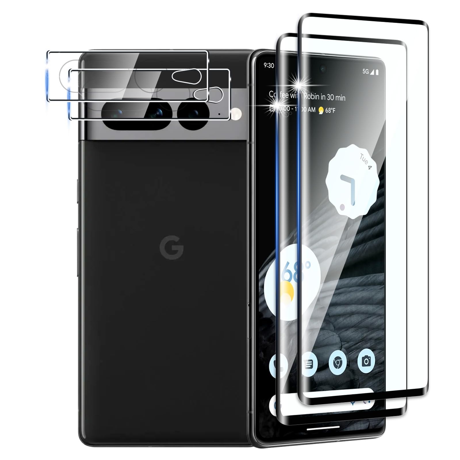 Beukei Pellicola Protettiva per Google pixel 7 pro, 2 pezzi Vetro Display [copertura totale curva 3D] [Anti-Graffio] [Senza Bolle][Durezza 9H ] Pellicola Vetro