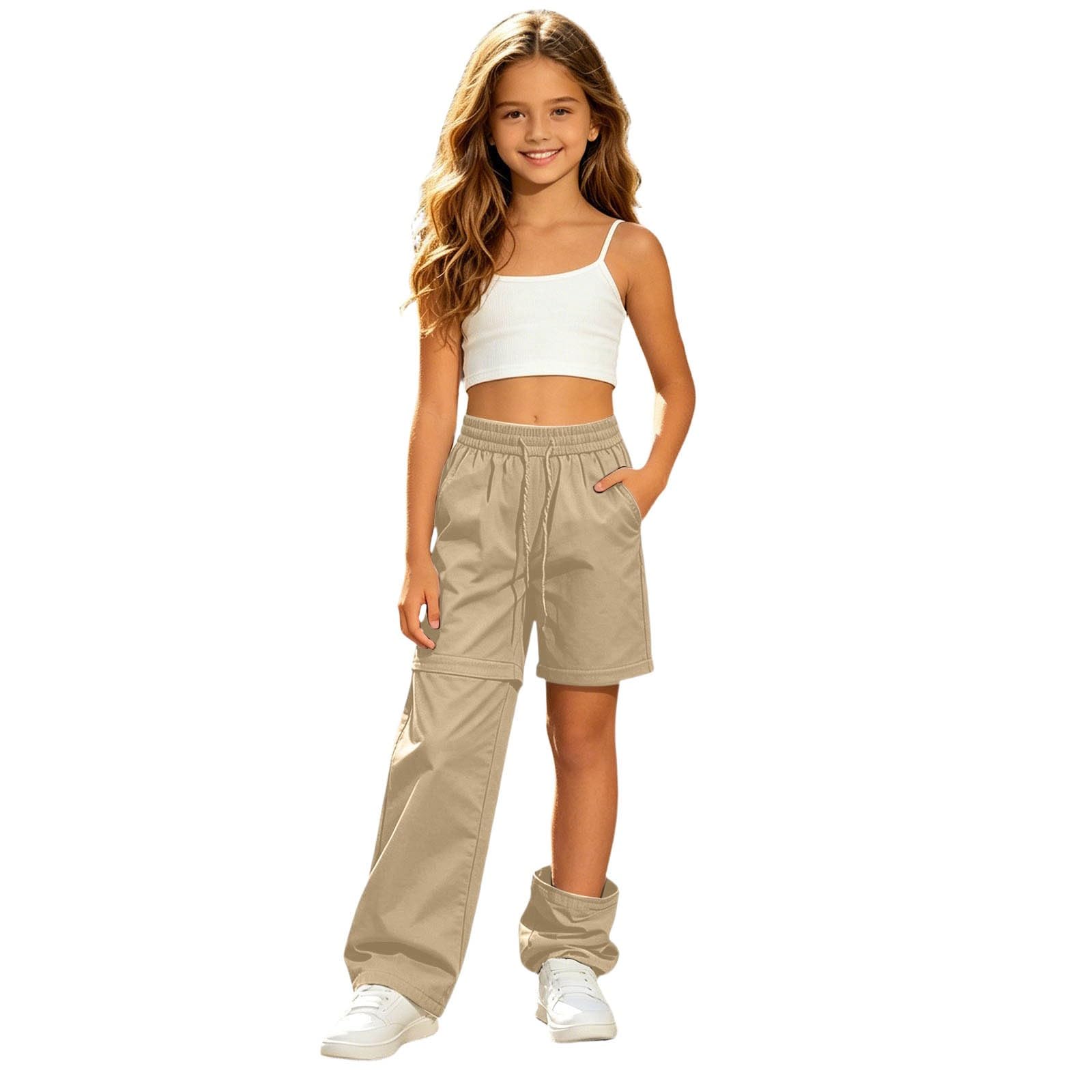 Genérico Pantalones Senderismo Niña, Pantalones de Trekking Impermeables, Pantalon de Exterior Perneras Desmontable, Deportivos Pantalones para Uso Diario y al Libre, Pantalones Cargo